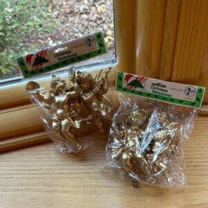 Four Vintage County Silk Cherub Angel Christmas Decorations